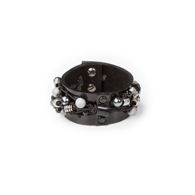 Leather bracelet new The Obsidian Drop